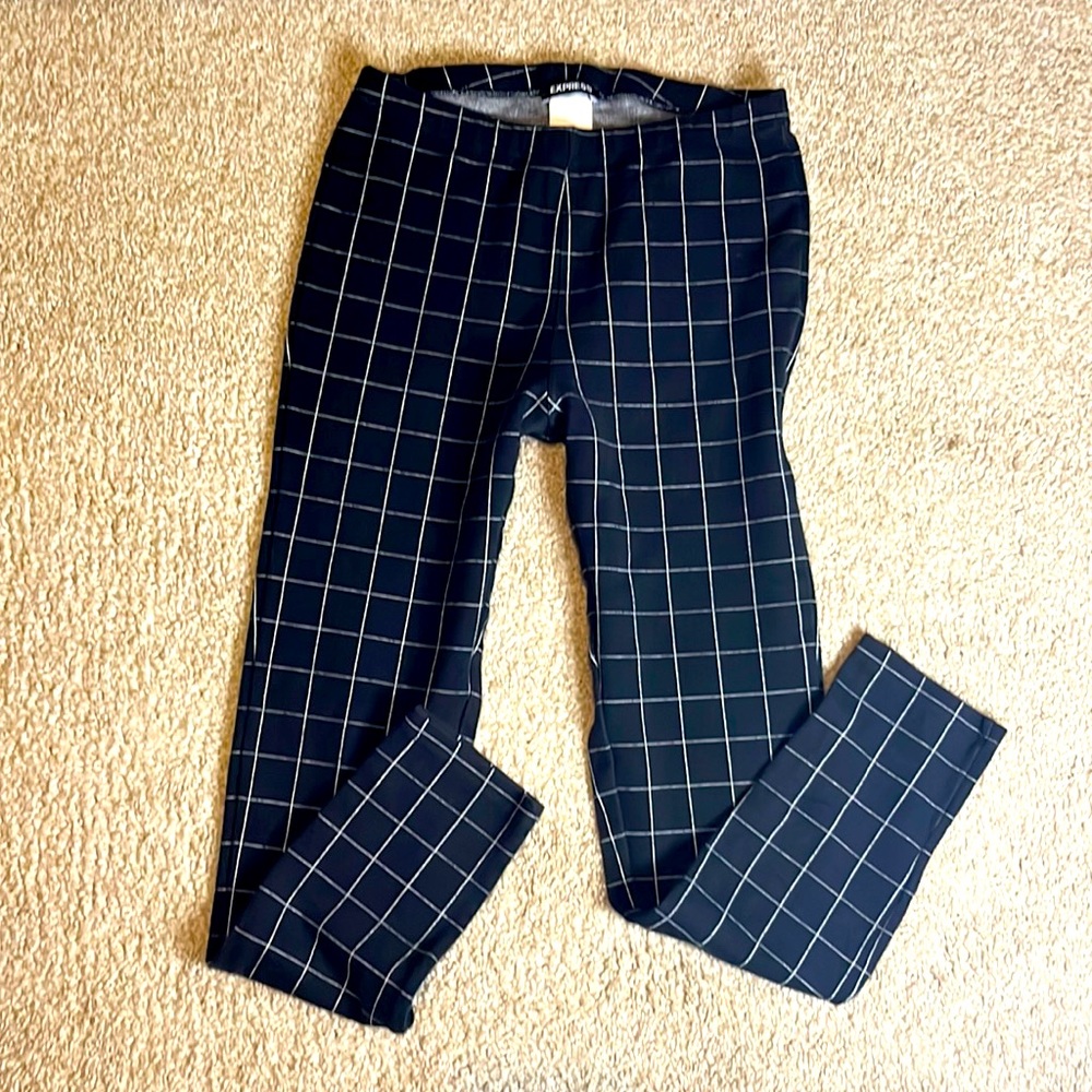 ⚡️Express Square Plaid Print Comfortable Work Bus Casual Pant Leggings Sz S